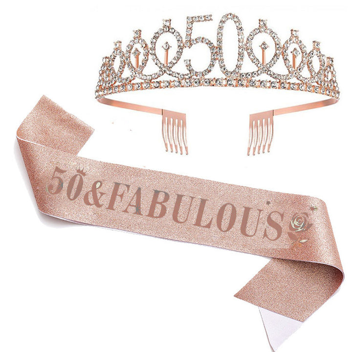 Damen Glitzernde Geburtstagstiaraset mit Sash Karnz