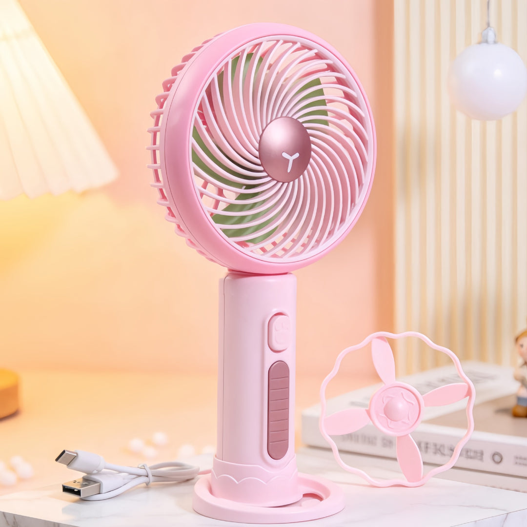 Damen Tragbarer Handventilator mit flexibler Neigungsverstellung und stufenloser Geschwindigkeitsregelung Karnz