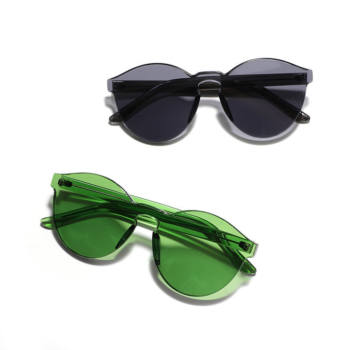 Damen stylische runde Sonnenbrille mit innovativem Rahmen Breit Karnz