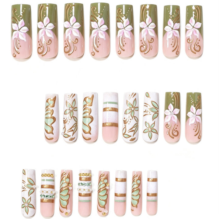 Künstlerisches Luxus Press-on Nagelkunst Set Karnz