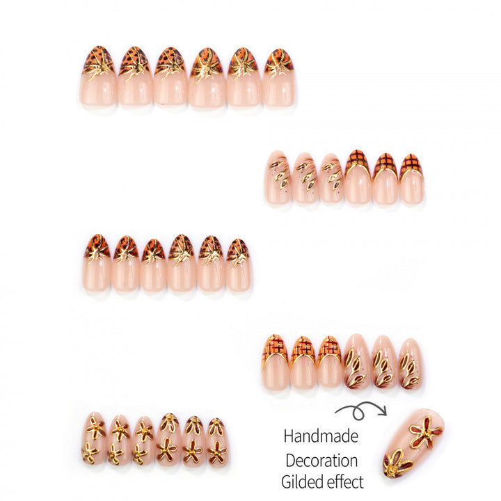 Künstlerisches florales Press-On-Nageldesign