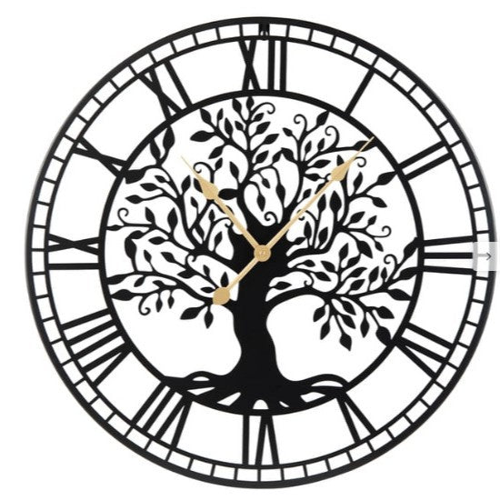 Dekorative Wanduhr mit Baum-Motiv Karnz