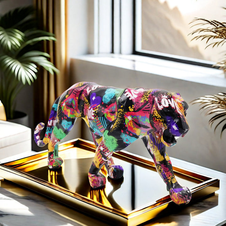 Dekorative Leopardenfigur aus Kunstharz Karnz