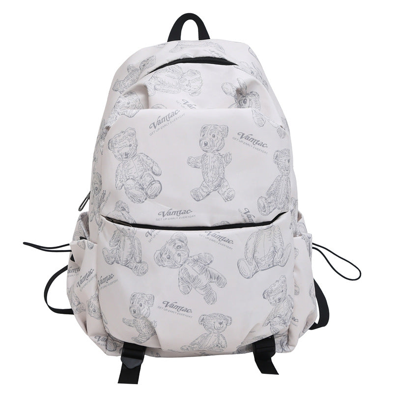 Verspielter Teddybär-Print-Rucksack