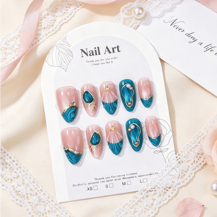 Elegantes abstraktes Press-On-Nagelkunstset