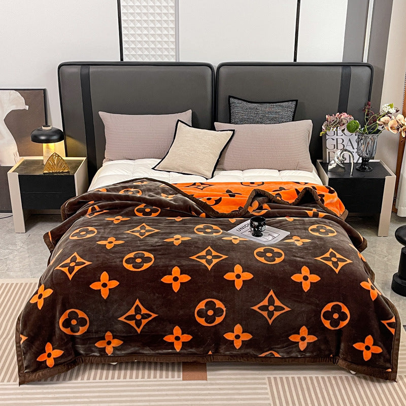 Blumengemusterte Fleece-Wurfdecke Karnz