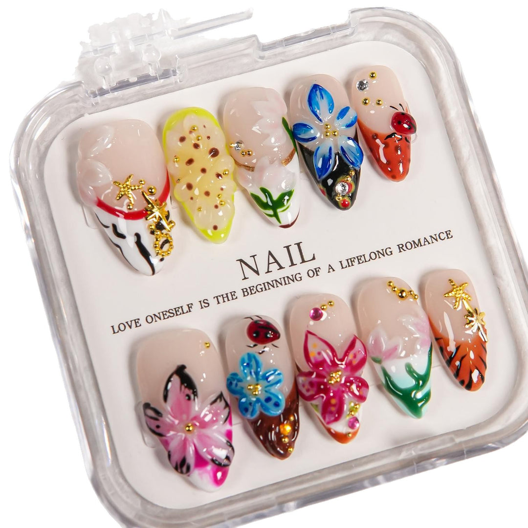 3D Blumendesign Press-On Nagelset