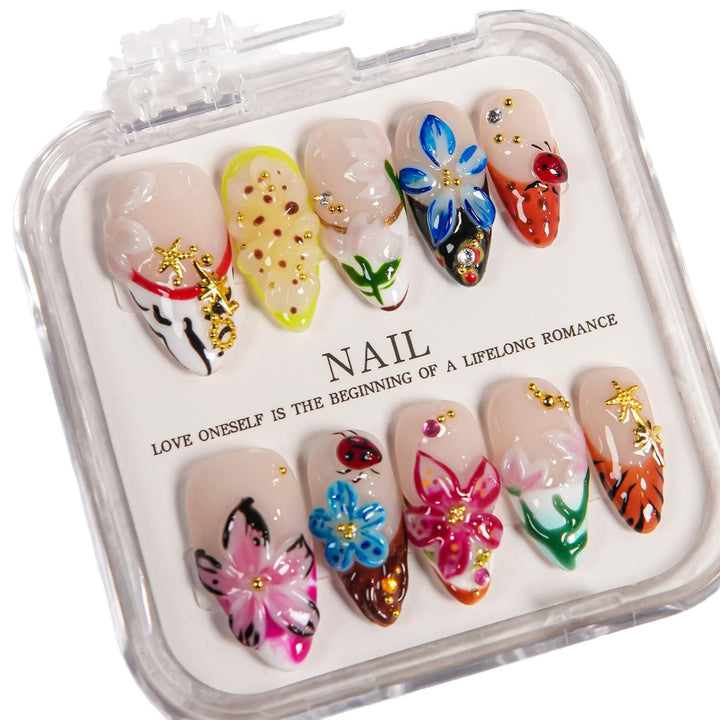 3D Blumendesign Press-On Nagelset