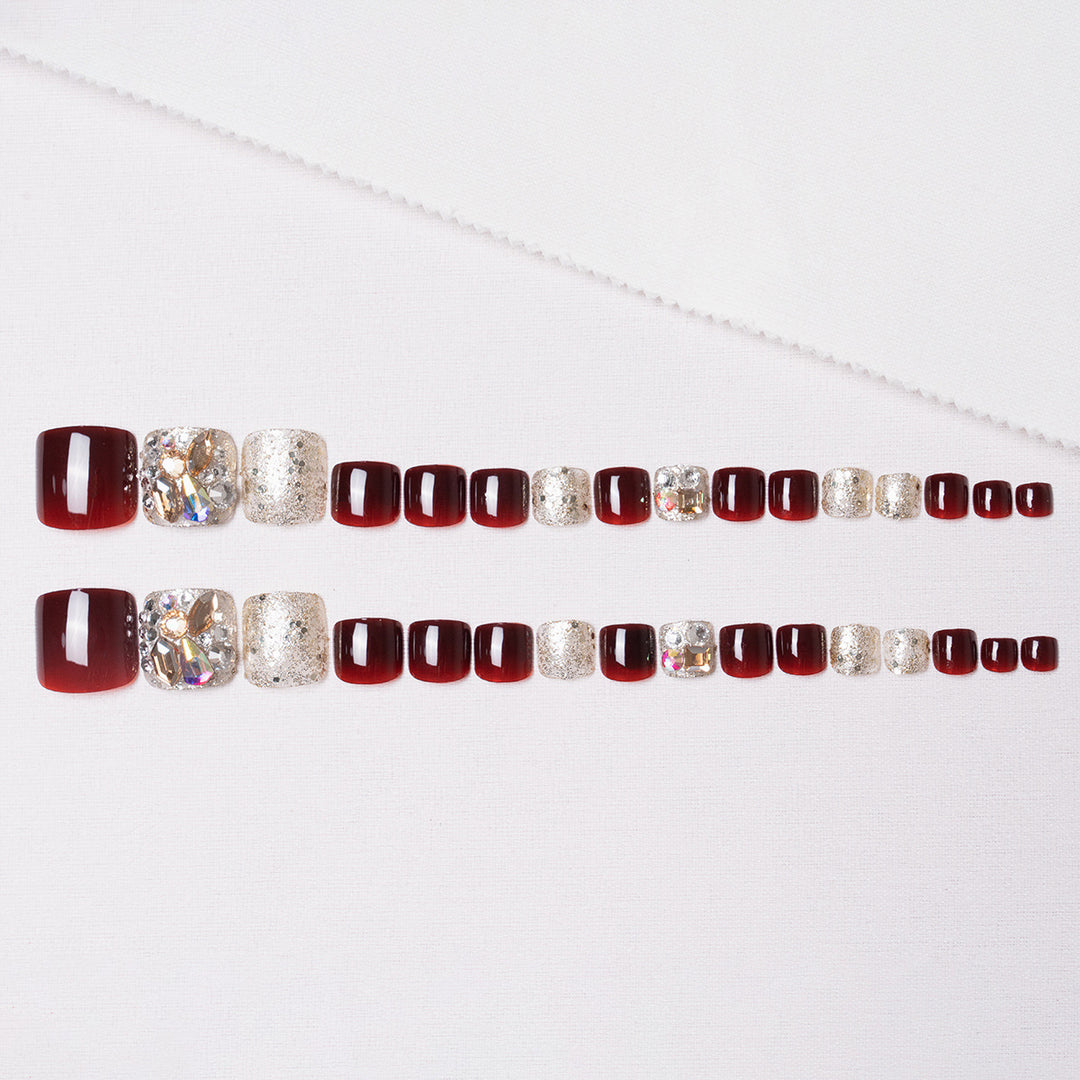 Rhinestone Verzierte Pediküre Nagelkunst