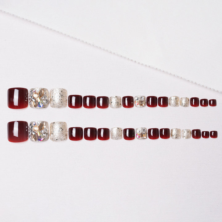 Rhinestone Verzierte Pediküre Nagelkunst