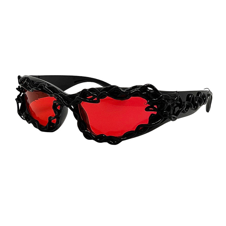 Damen extravagante Design-Sonnenbrille mit kreativem strukturierter Rahmen Karnz