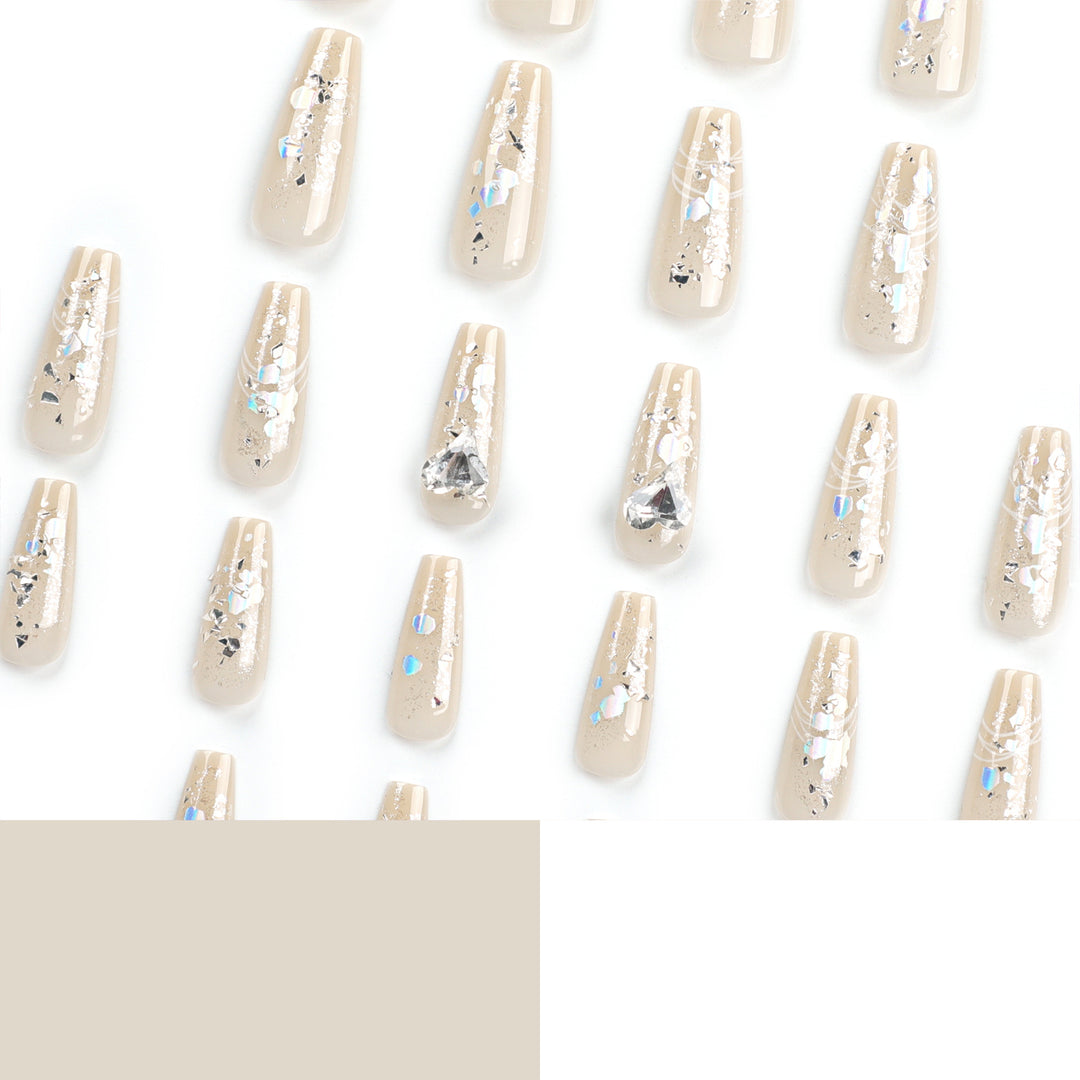 Elegante Nagelverlängerungen mit Glitzer- und Blumendesign Karnz