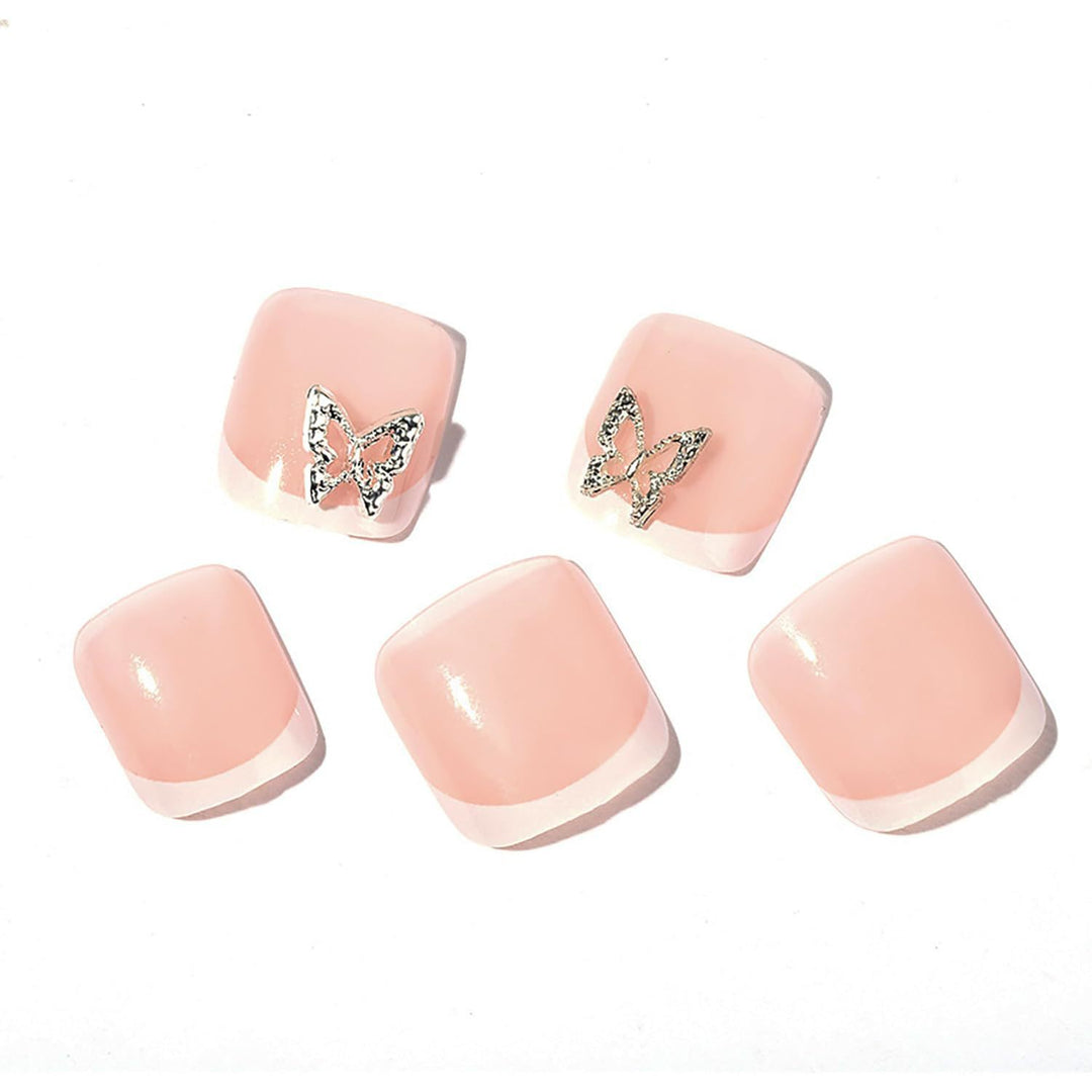 Kunstnagel-Set mit elegantem French Design und Glitzerakzenten Karnz