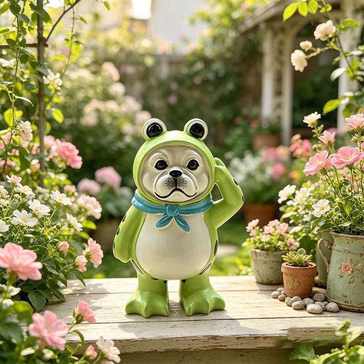Dekorative Hundefigur mit Froschmotiv Karnz