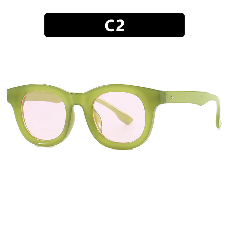 Damen stilvolle runde Sonnenbrille mit robustem Rahmen und schützendem UV-Filter Karnz