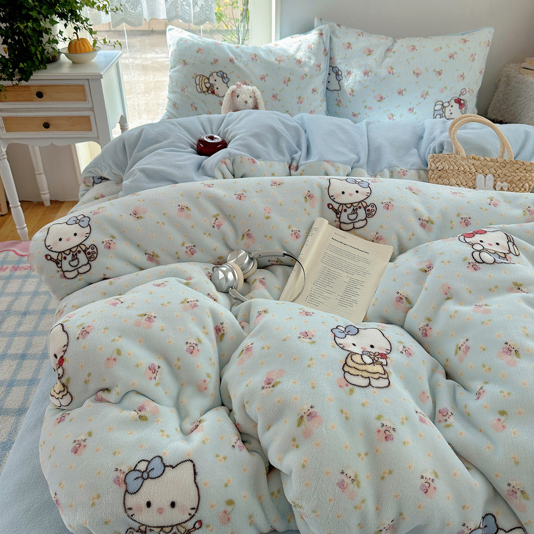 Ultra-Plüsch Teddy-Motiv Mikrofleece Komfortdecke mit gestepptem Loft
