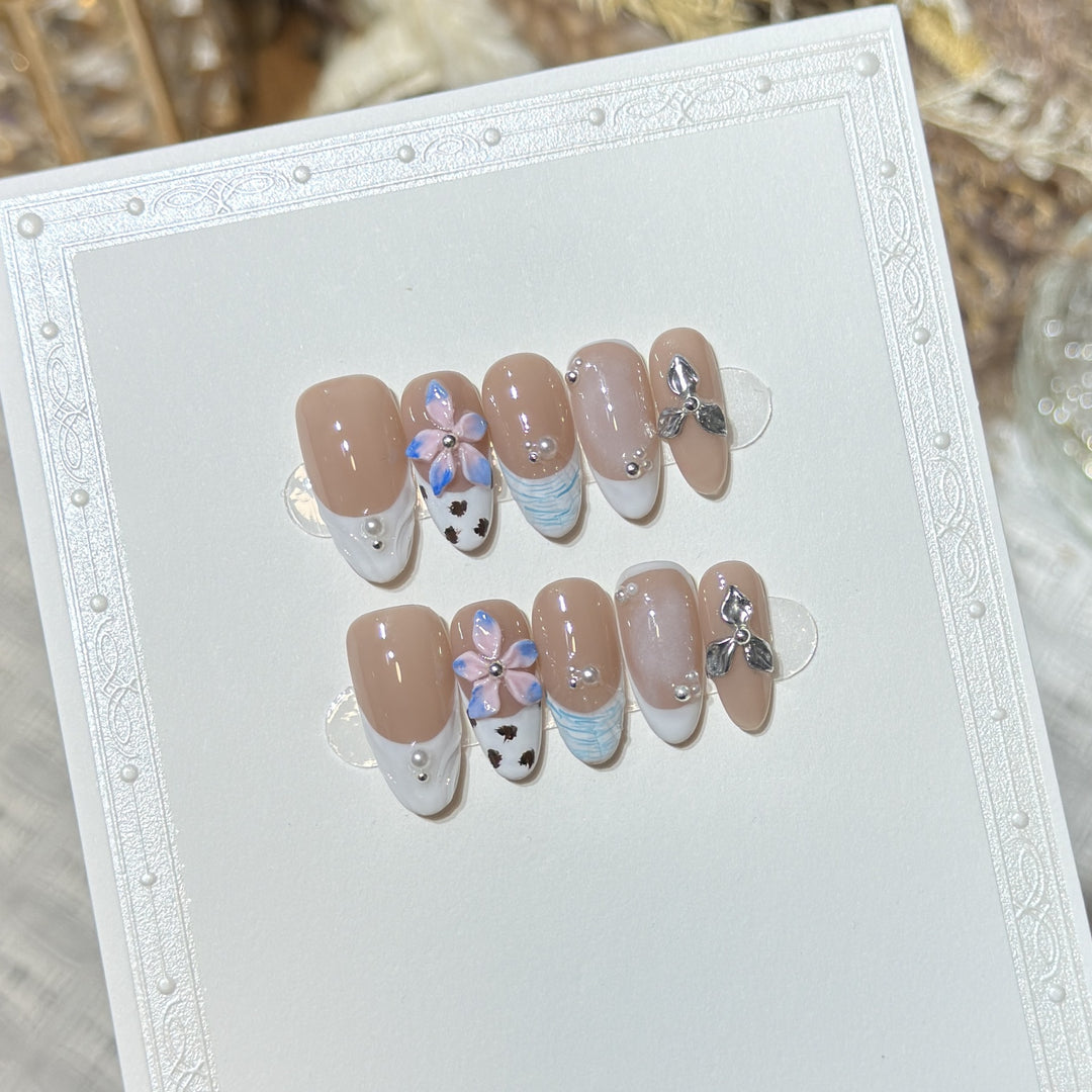 Blumenverzierte Press-On-Nagelkunstset Karnz 1788224030