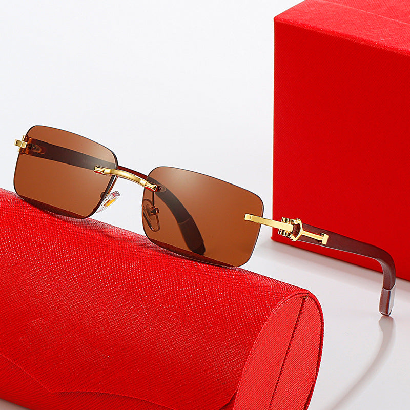 Damen modische Halbrahmen-Sonnenbrille mit luxuriösem Metall- und Kunststoffrahmen Karnz