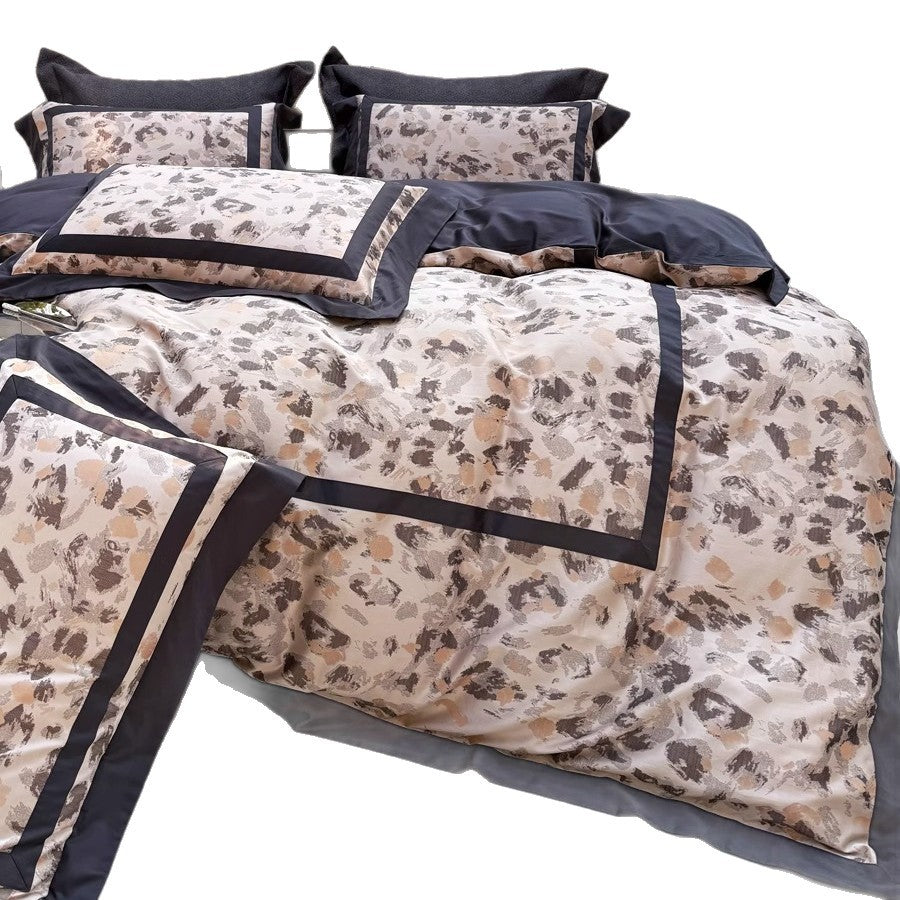 Jacquard-musterte Wendebettwäsche Set mit Satinbesatz und dekorativen Kissenbezügen