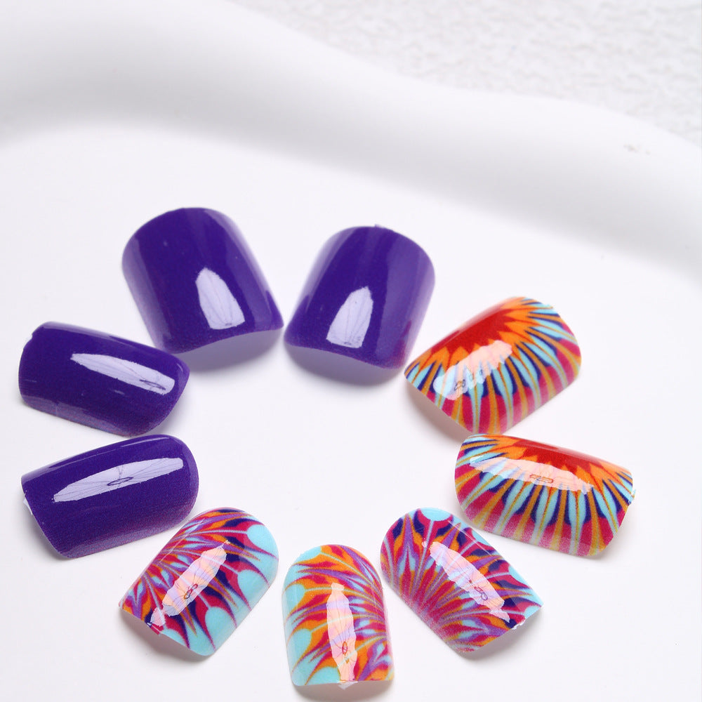 Künstlerische Tie-Dye Press-On Nägel Karnz