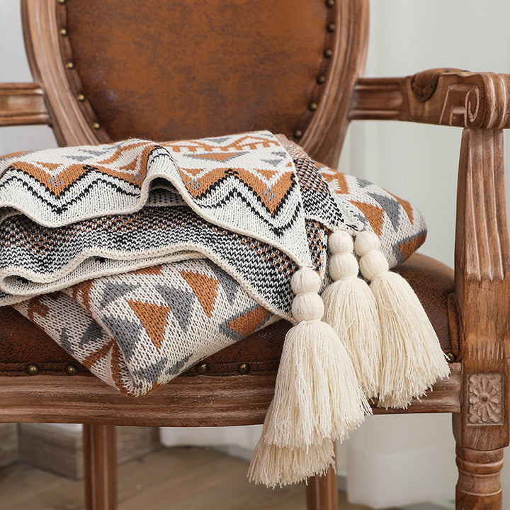 Dekorative geometrische Strickdecke