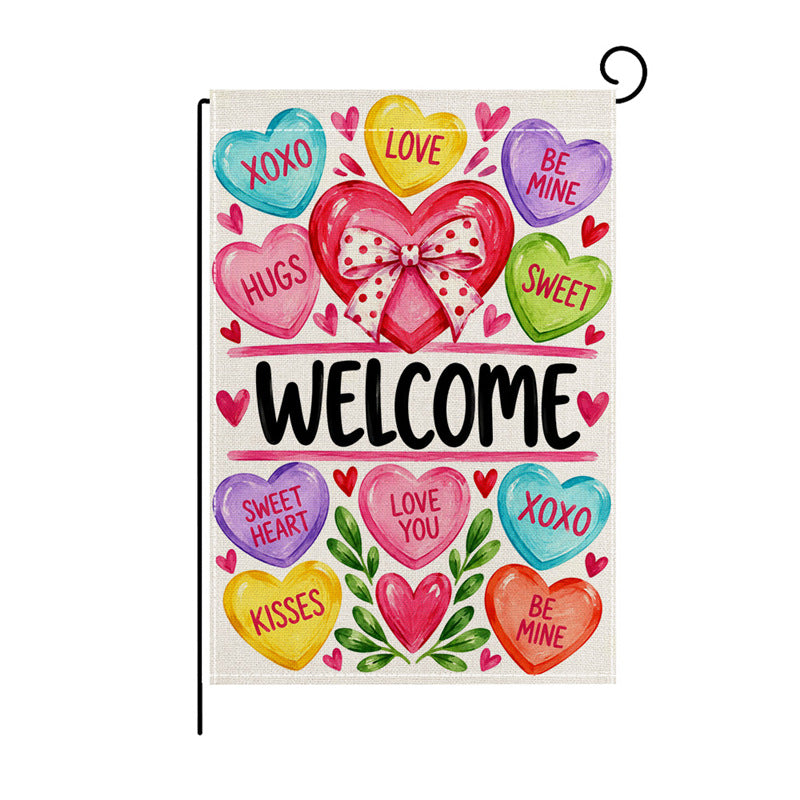 Valentinstag Blumendes Herz Gartenbanner Flagge mit Mastschlauch und wetterbeständigem Polyester