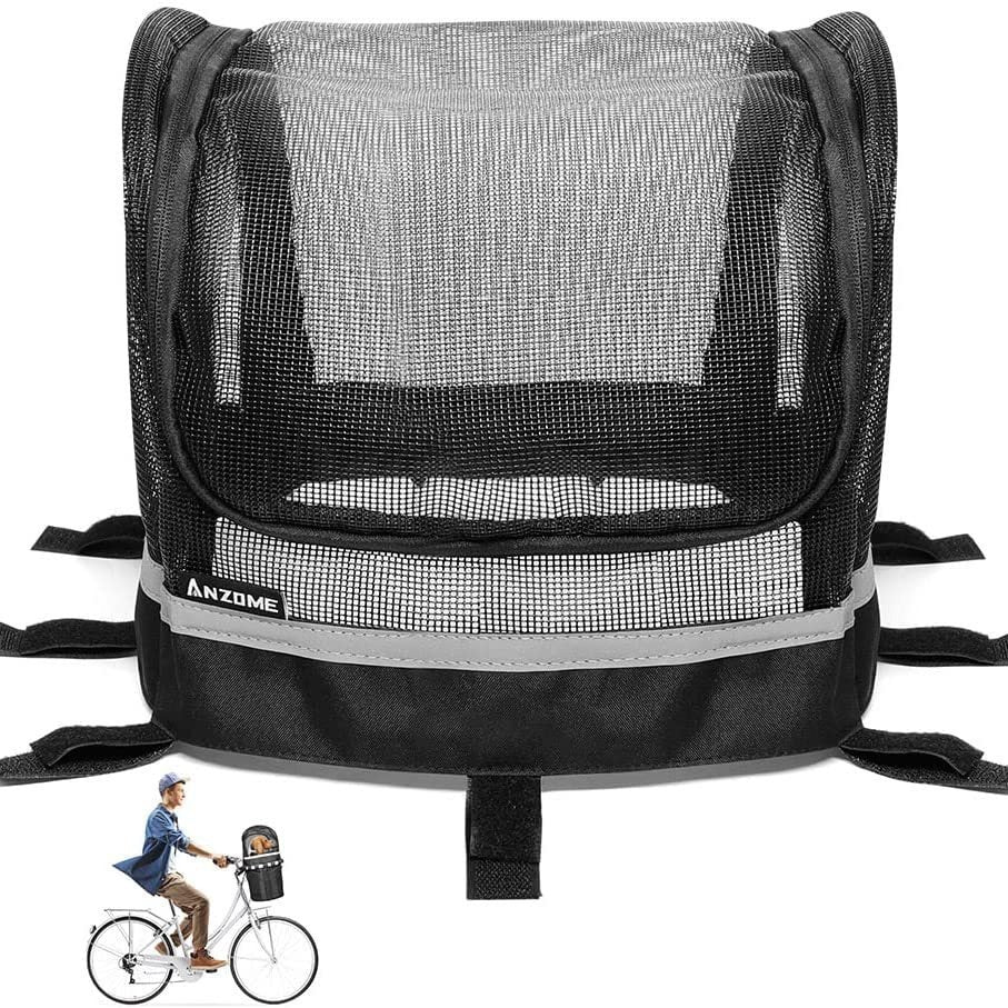 front-mount Fahrrad Haustiertragekorb mit Netzdach, reflektierendem Rand und verstellbaren Riemen Karnz