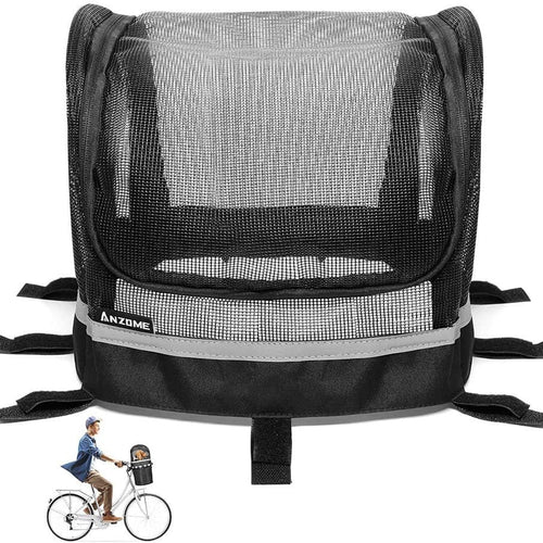 front-mount Fahrrad Haustiertragekorb mit Netzdach, reflektierendem Rand und verstellbaren Riemen Karnz