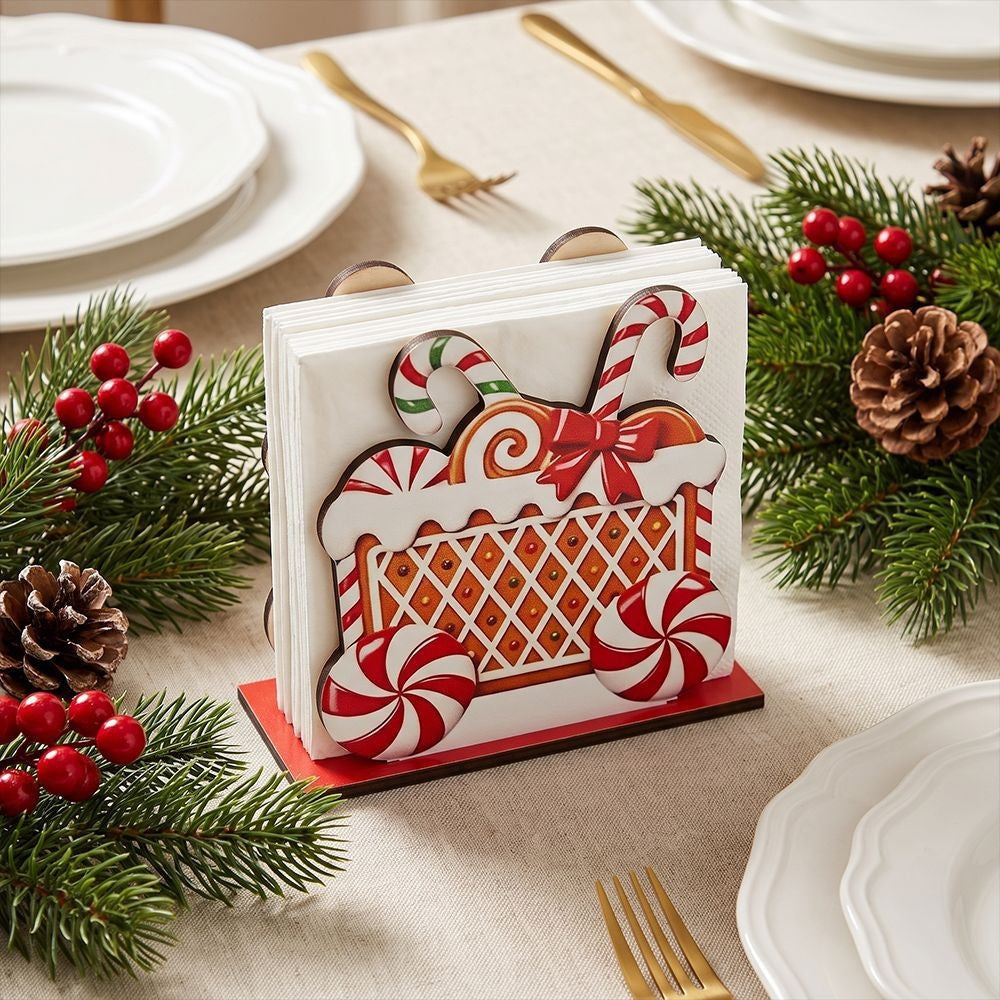 Weihnachtsdeko mit Lebkuchenhaus Motiven Karnz