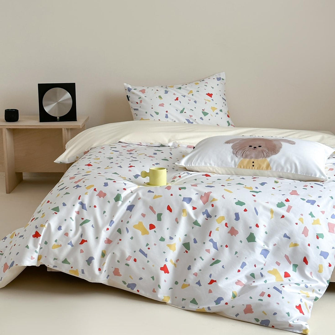 Mikrofaser-Bettwäsche-Set mit buntem Terrazzo-Muster, weich & pflegeleicht