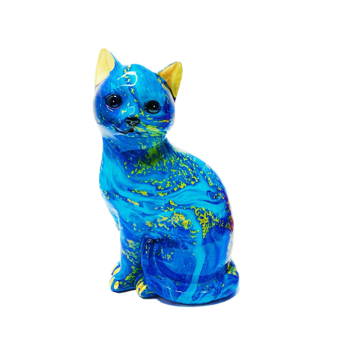 Künstlerische Katzenfigur in lebhaftem Design Karnz