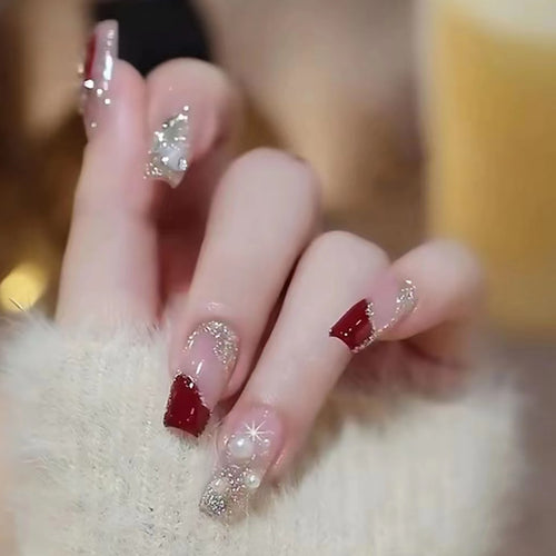 Premium Glitzernde Stiletto Press-On Nägel Karnz