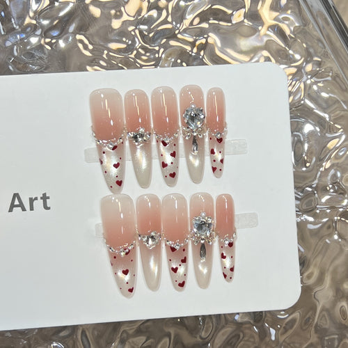 Herz-Themen Dekorative Press-On Nagelset
