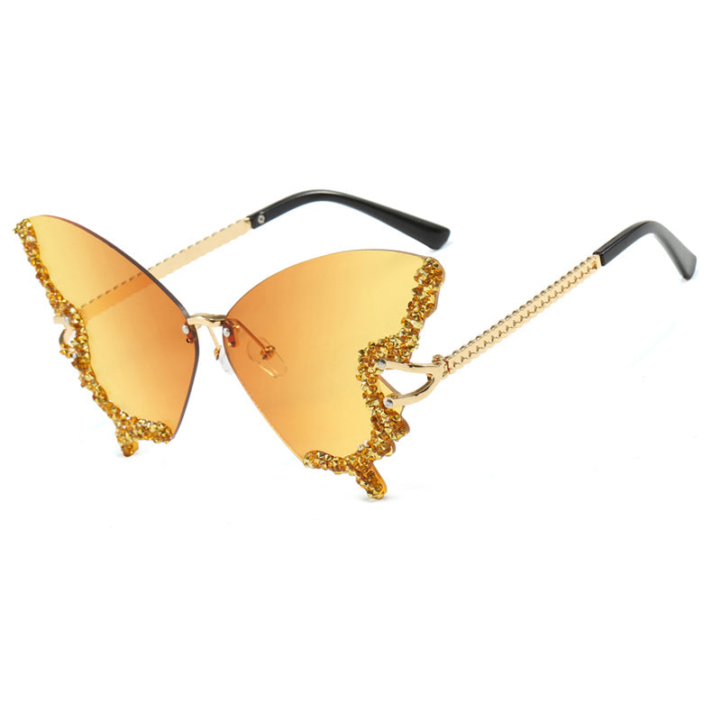 Damen große Cat-Eye Sonnenbrille mit funkelndem Strassbesatz und elegantem Rahmen Karnz