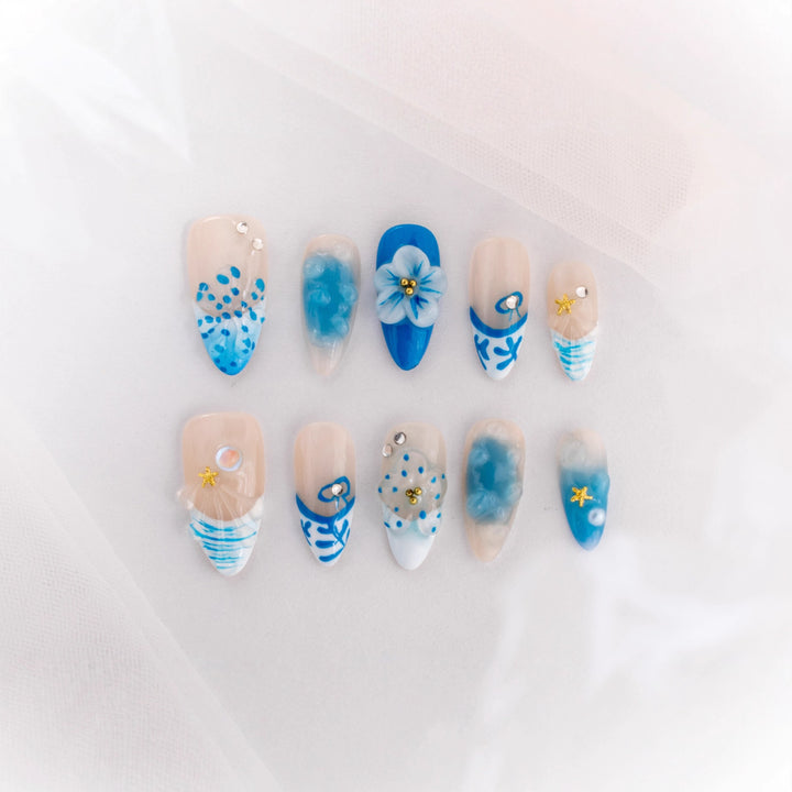 Künstlerisches Floral Dekoratives Press-On Nagelset