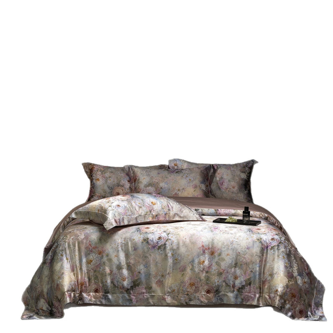 Florales Satin Jacquard Bettbezug Set mit Kissenbezügen
