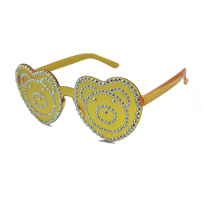 Damen Herzförmige Sonnenbrille mit funkelndem Strassmuster Karnz