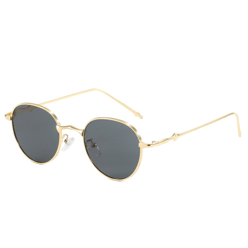 Damen elegante runde Sonnenbrille mit modischem Metallrahmen Karnz