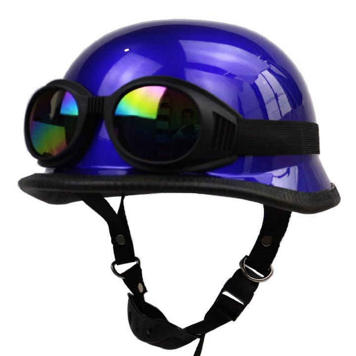 Vintage-Motorradhelm mit schützenden Goggles Karnz