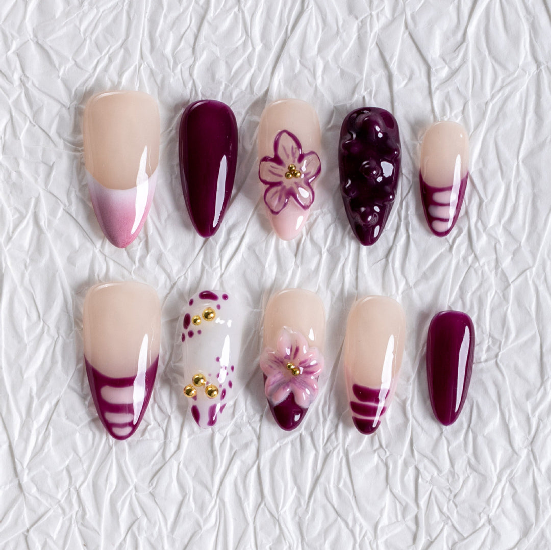 Blumenmotiv Press-On Nagelkunst
