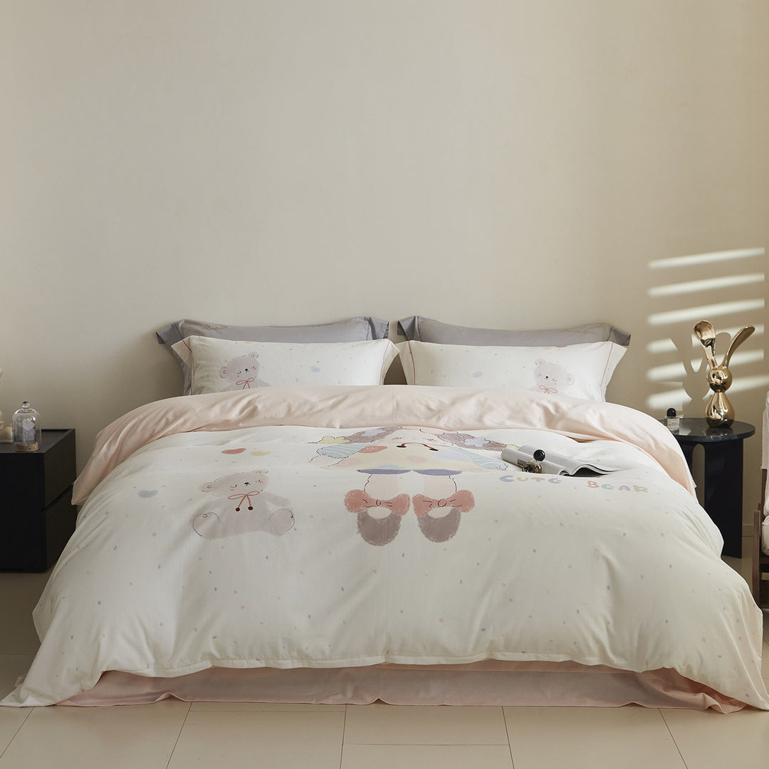 Ombre gestreiftes Baumwollsatin Bettbezug-Set