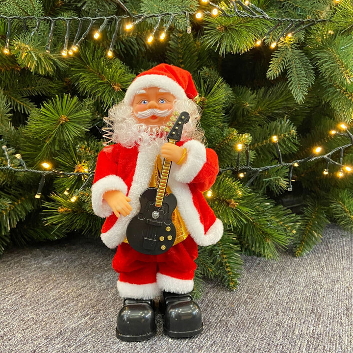 Niedlicher Weihnachtsmann mit Weihnachtsgruß-Schild Karnz