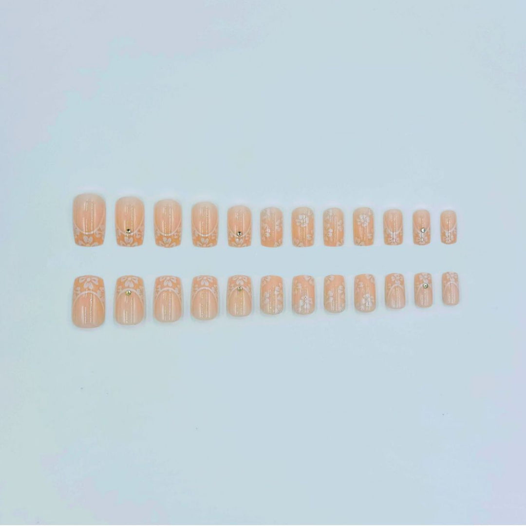 Floral French Tip Acryl-Nagelkunst-Kit