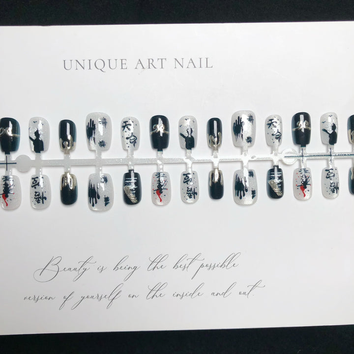 Künstlerisches abstraktes Press-On Nagelkunst Set