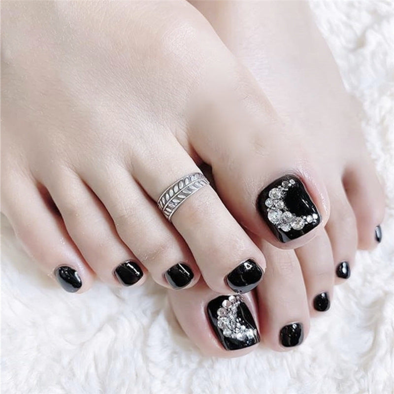 Elegante mit Strass verzierte Press-On-Fußnägel