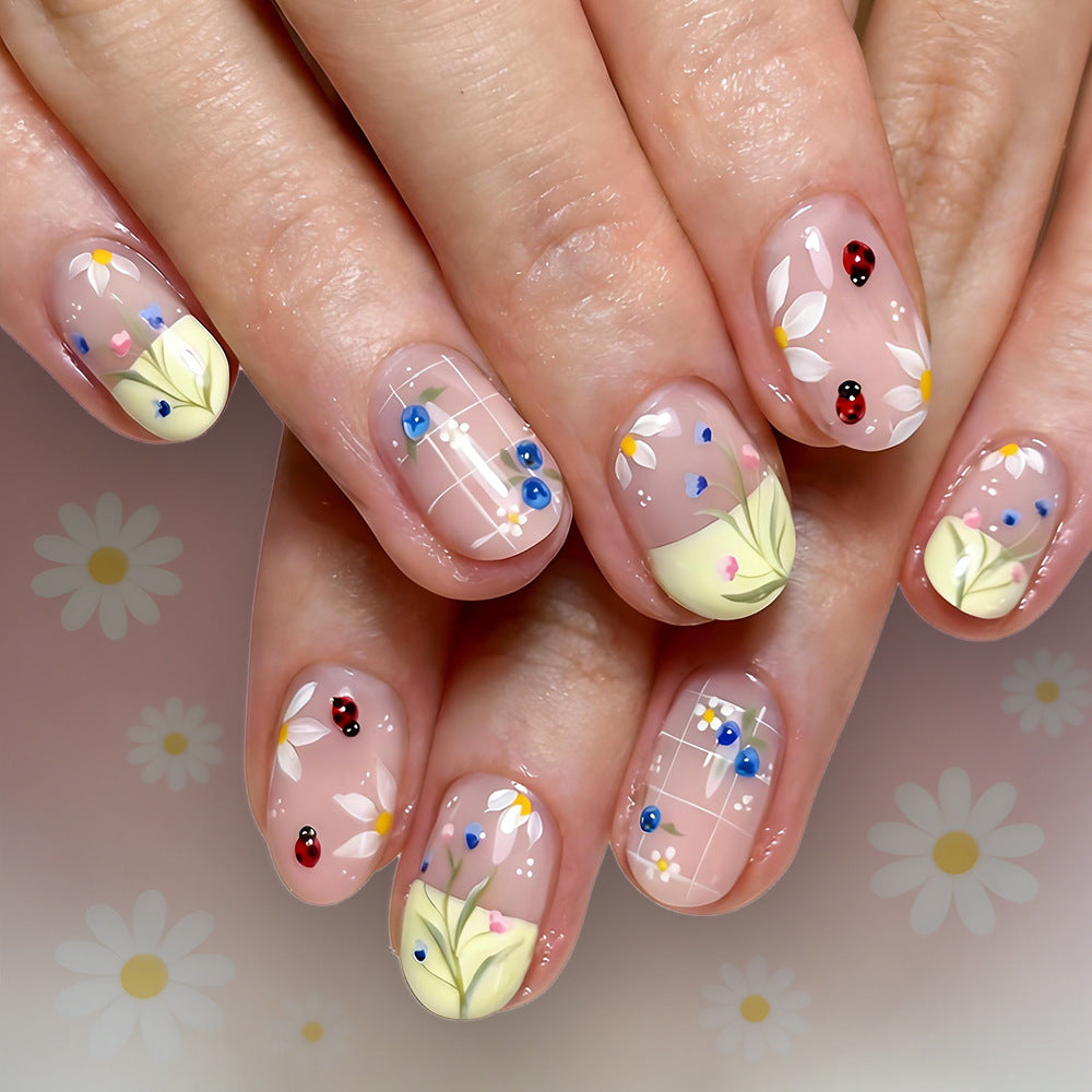 Künstlerische Floral Press-On Nägel Karnz