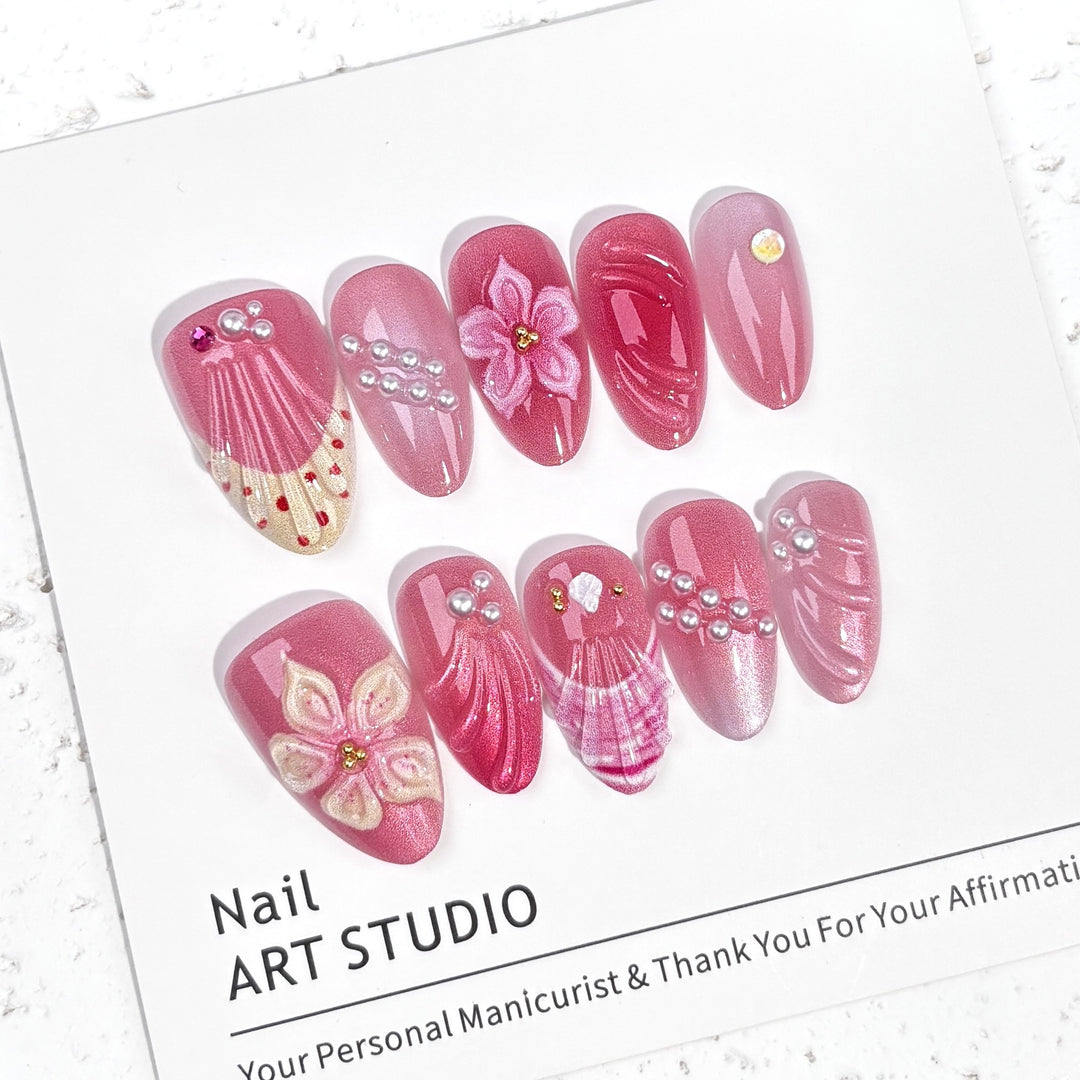 Dekorative Blumen Press-On Nagelkunst Kollektion