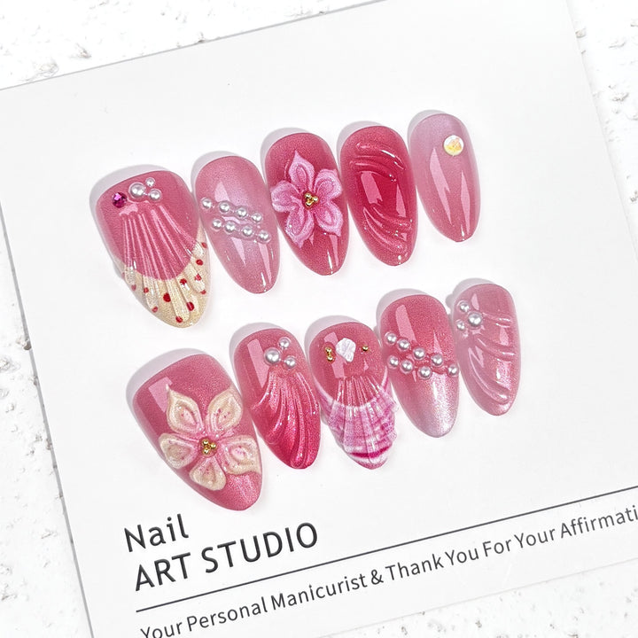 Dekorative Blumen Press-On Nagelkunst Kollektion