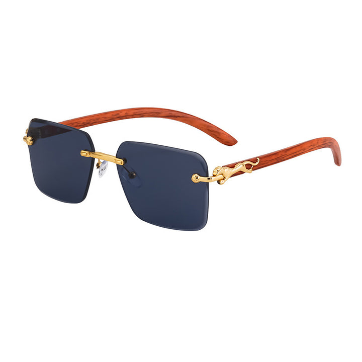 Damen Modische Quadratische Sonnenbrille mit eleganten Holzarmen Karnz