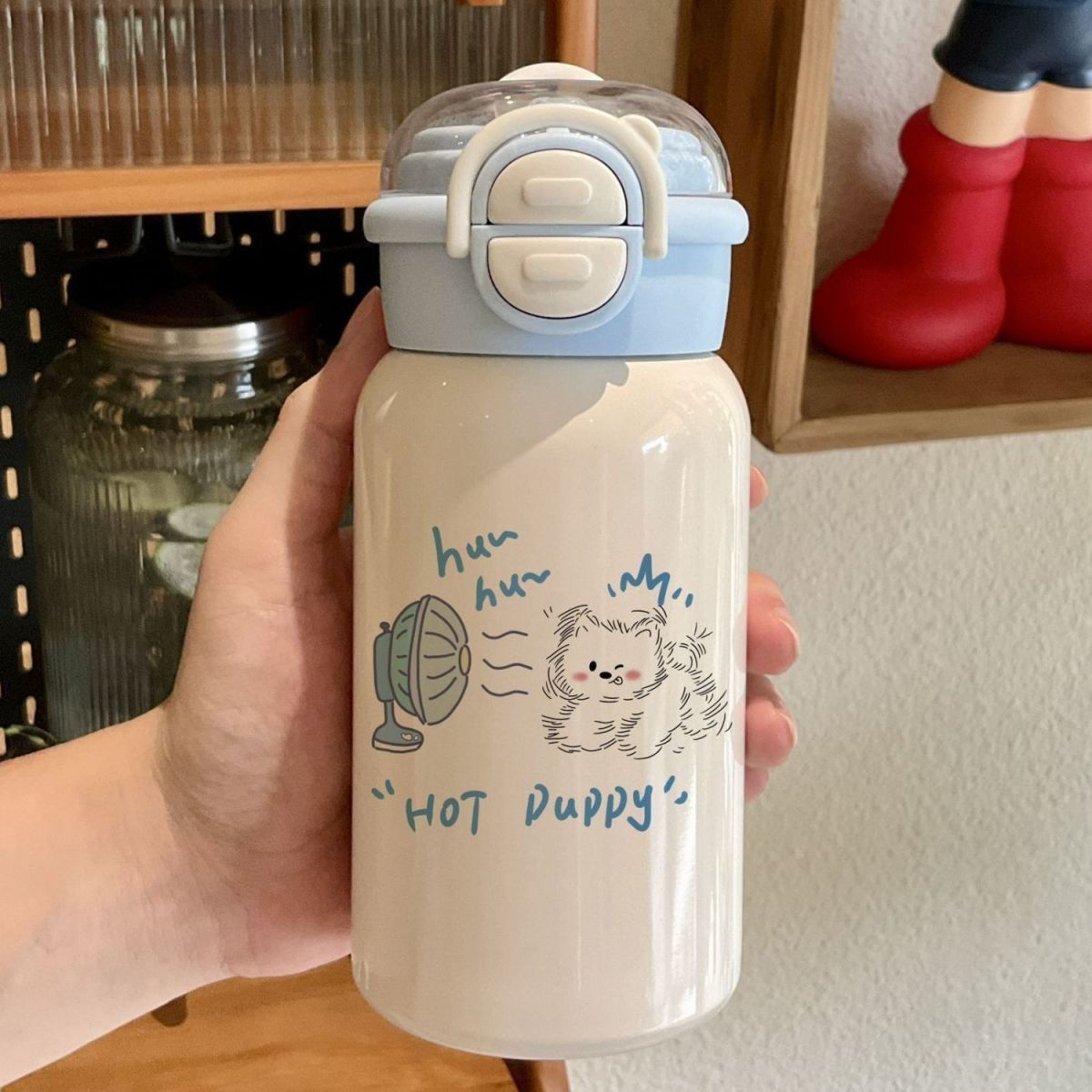 Damen Trinkflasche mit süßem Tiermotiv und innovativem Verschlusssystem Karnz
